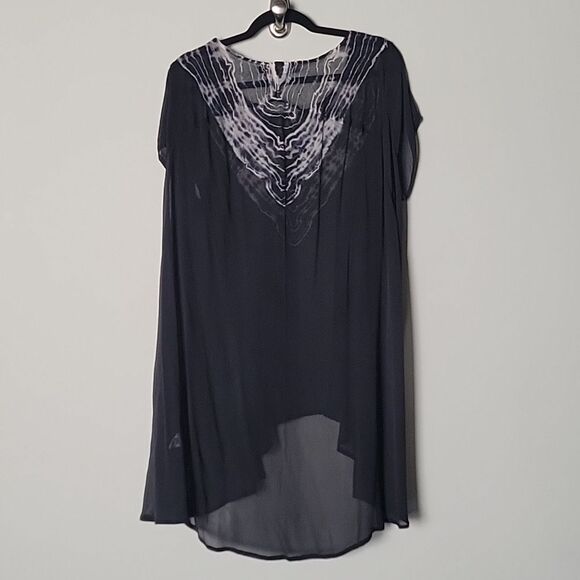 NWT Gypsy 05 Silk Cover Up XS Swim Beach Tunic Sheer Boho Sexy Black Tye Dye - Picture 5 of 7